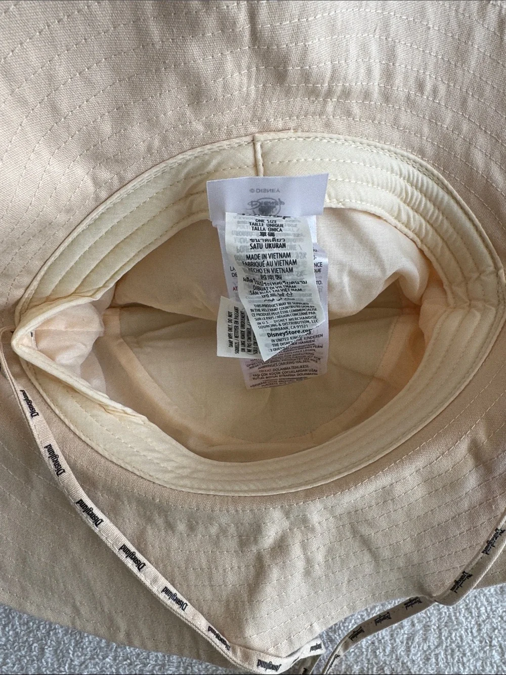 Disney Disneyland Beige Bucket Hat with Black Mickey Ears